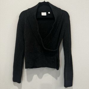 Anthropologie Ett Twa Womens Size S Tessa Alpaca Wool Faux Wrap Sweater Gray